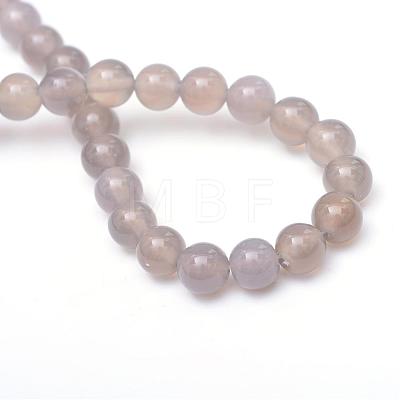 Round Natural Grey Agate Bead Strands G-R345-12mm-07-1