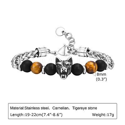 Tiger Eye Beaded Bracelets PW-WG63DC0-01-1