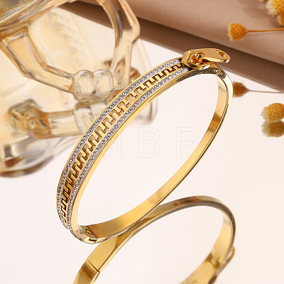 304 Stainless Steel Hinged Rhinestone Bangles for Women BJEW-K307-02G-1