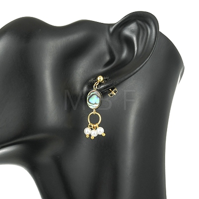 Abalone Shell/Paua Shell & Shell Pearl Beads Dangle Earrings EJEW-JE07327-01-1