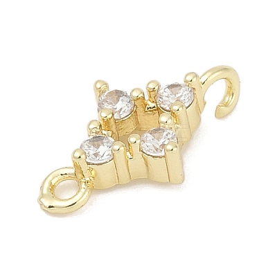 Brass Micro Pave Clear Cubic Zirconia Connector Charms KK-Z094-08G-02-1