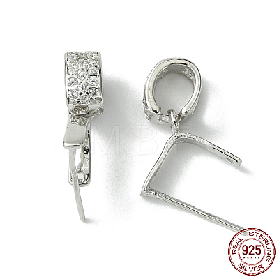 Anti-Tarnish Rhodium Plated 925 Sterling Silver Micro Pave Cubic Zirconia Pendant Bails X-STER-P034-43P-1