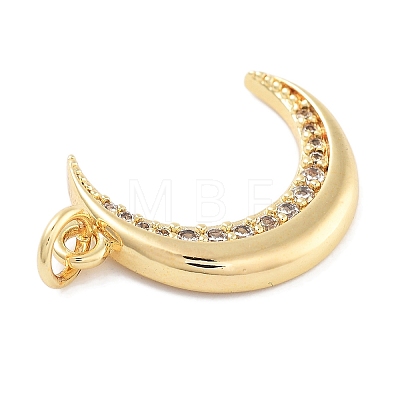 Moon Theme Rack Plating Brass Micro Pave Cubic Zirconia Pendants KK-Z071-52G-07-1