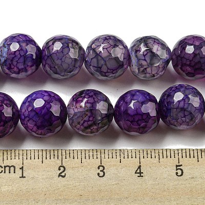 Faceted Natural Dragon Veins Agate Beads Strands G-F447-12mm-P09-1