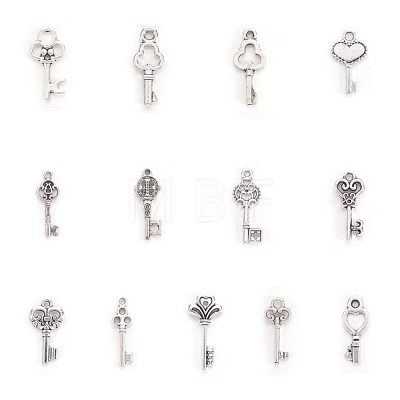 Tibetan Style Alloy Key Pendants TIBEP-X0001-02-AS-1