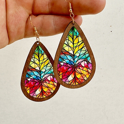 Acrylic Teardrop Dangle Earrings PW-WG3975F-04-1