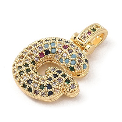 Brass Micro Pave Cubic Zirconia Pendants ZIRC-P121-01G-G-1