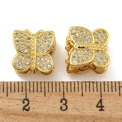 Rack Plating Brass Micro Pave Cubic Zirconia Beads KK-I718-42G-1