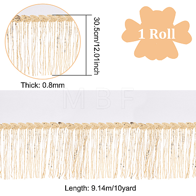 PVC Sequin/Paillette Tassel Fringe Polyester Ribbon DIY-WH0308-297B-1