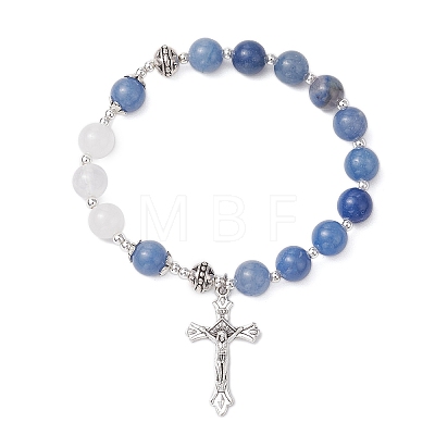 Natural Blue Aventurine Beaded Bracelets BJEW-TA00564-02-1