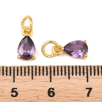 Brass Pave Cubic Zirconia Charms KK-K340-51G-1
