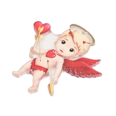 Valentine's Day Opaque Printed Acrylic Pendants OACR-A045-06F-1
