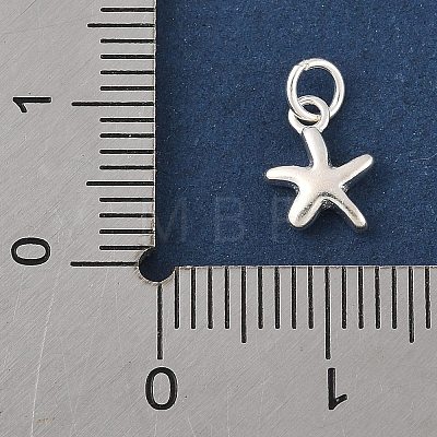 925 Sterling Silver Starfish Charms with Jump Rings STER-R013-01S-1