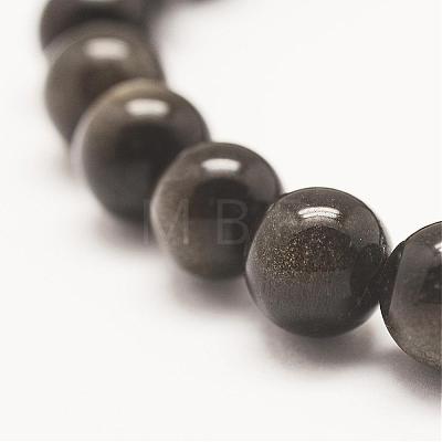 Grade AA Natural Golden Sheen Obsidian Beaded Stretch Bracelets BJEW-G543-8mm-1