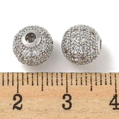 Brass Micro Pave Clear Cubic Zirconia Beads ZIRC-R113-01C-P-1