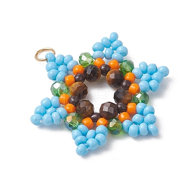 Glass Seed Beaded Pendants PALLOY-MZ01241-03-1