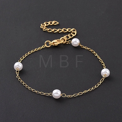 Round Plastic Imitation Pearl Beaded Bracelets BJEW-E054-06G-1