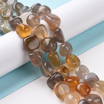Natural Grey Agate Beads Strands G-A208-03-1