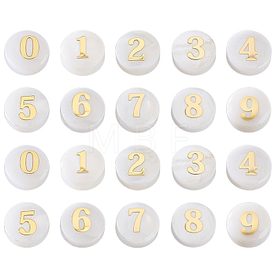 20Pcs 10 Styles Natural White Shell Flat Round Beads BSHE-PH0001-62-1