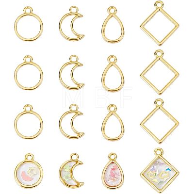 48Pcs 4 Styles Alloy Open Back Bezel Pendants FIND-CA0005-98-1