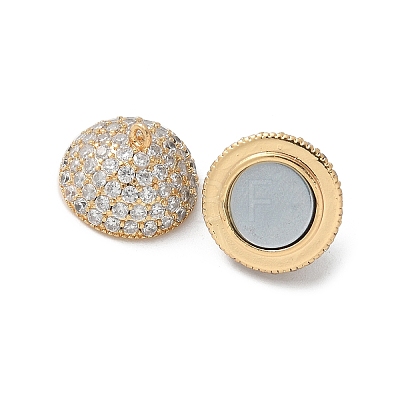 Brass Micro Pave Cubic Zirconia Magnetic Clasps KK-U052-15G-1