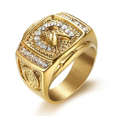 304 Stainless Steel Micro Pave Clear Cubic Zirconia Finger Rings for Men FS-WGEF432-02-1
