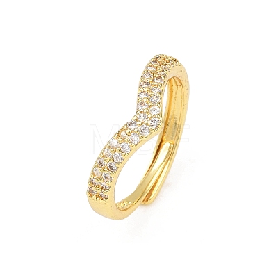 Brass Micro Pave Cubic Zirconia Adjustable Finger Rings for Women RJEW-Z113-40G-1