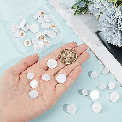 40Pcs 4 Styles 1-Hole Natural Shell Shank Buttons BUTT-CY0001-38-1