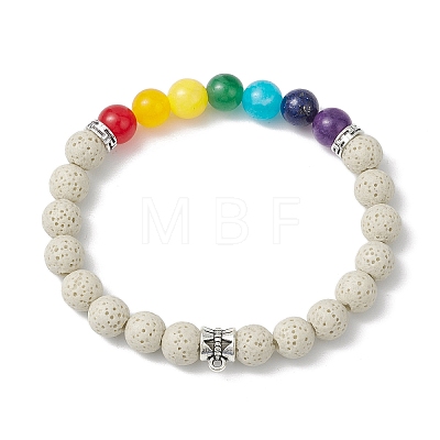 3Pcs Chakra Round Natural Gemstone Beaded Stretch Bracelets Sets BJEW-JB10953-1