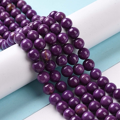 Natural Lepidolite/Purple Mica Stone Beads Strands G-E184-15A-1