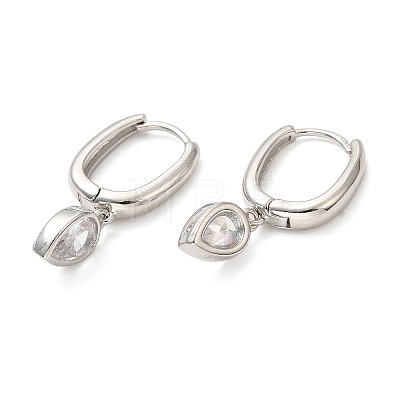 Cubic Zirconia Teardrop Dangle Hoop Earrings EJEW-Z019-05P-1