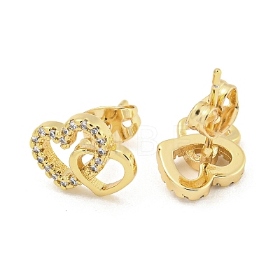 Brass Micro Pave Cubic Zirconia Ear Studs EJEW-P261-27F-G-1