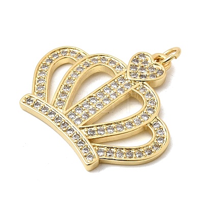 Brass Micro Pave Clear Cubic Zirconia Pendants KK-H267-034G-1