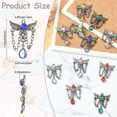 14Pcs 7 Colors Alloy with Resin Rhinestone Pendants FIND-CJ0005-95-1