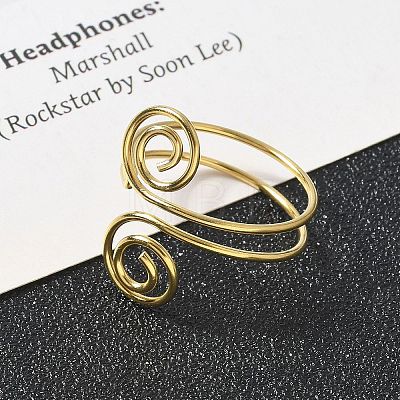 304 Stainless Steel Round Wrap Open Cuff Rings for Women Men RJEW-Z071-02B-G-1