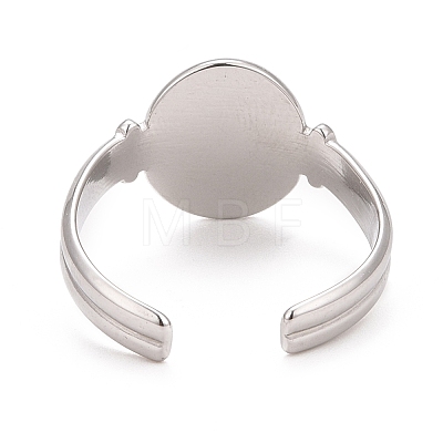 304 Stainless Steel Oval Watch Shape Open Cuff Ring for Women RJEW-C025-04P-1