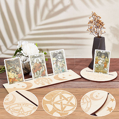 Gorgecraft 4Pcs 4 Style Wood Candle Holders & Card Stands DJEW-GF0001-47A-1