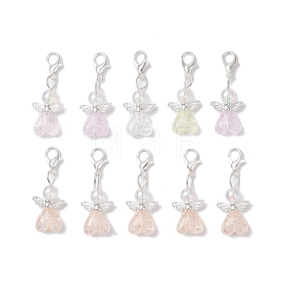 Transparent Acrylic Heart Angel Pendant Decorations HJEW-JM04525-1