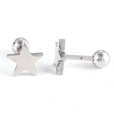 201 Stainless Steel Barbell Cartilage Earrings EJEW-R147-08-1