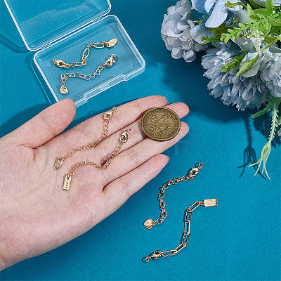 6Pcs 6 Styles Brass Ends with Chain FIND-PH0060-21G-1