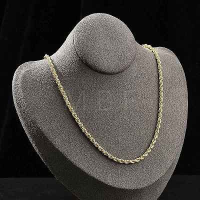 3mm Brass Rope Chain Necklaces for Men Women NJEW-G160-10G-1