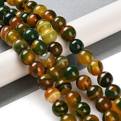 Natural Striped Agate/Banded Agate Beads Strands G-Z060-A01-C18-1