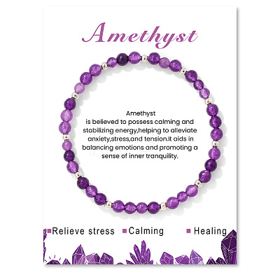 Natural Amethyst Bead Stretch Bracelets for Women LG9619-9-1