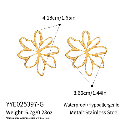 304 Stainless Steel Hollow Flower Stud Earrings CB8096-1-1