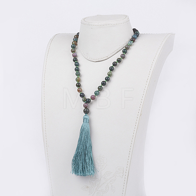 Nylon Tassel Pendant Necklaces NJEW-JN02075-1