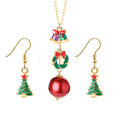 Christmas Alloy Enamel Pendant Necklaces & Dangle Earrings FS-WG15A06-01-1