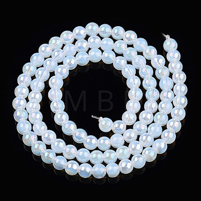 Electroplate Imitation Jade Glass Beads Strands GLAA-T032-J4mm-AB02-1