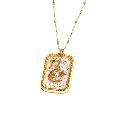 Brass & Epoxy Resin Glitter Powder Pendant Necklaces for Women WG08644-01-1
