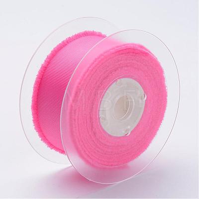 Polyester Frayed Grosgrain Ribbons ORIB-N0002-25mm-09-1