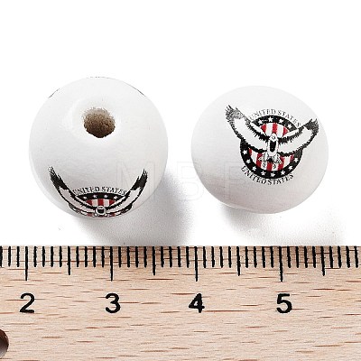 Independence Day Theme Wood European Beads WOOD-M011-07F-1